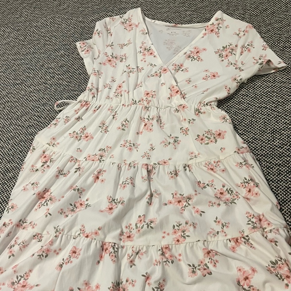 Floral White and Pink Kids Dress